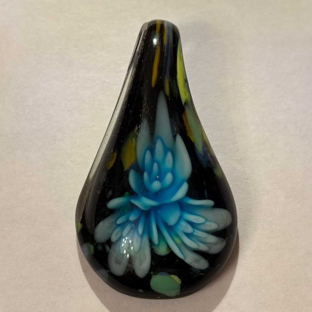 Black n Blue Hand Blown Glass Pendant